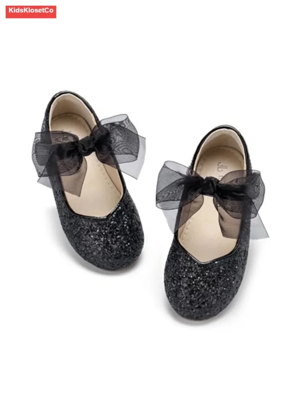 Girls Glitter Mary Jane Flats Sparkly Bow Shoes Toddler Party